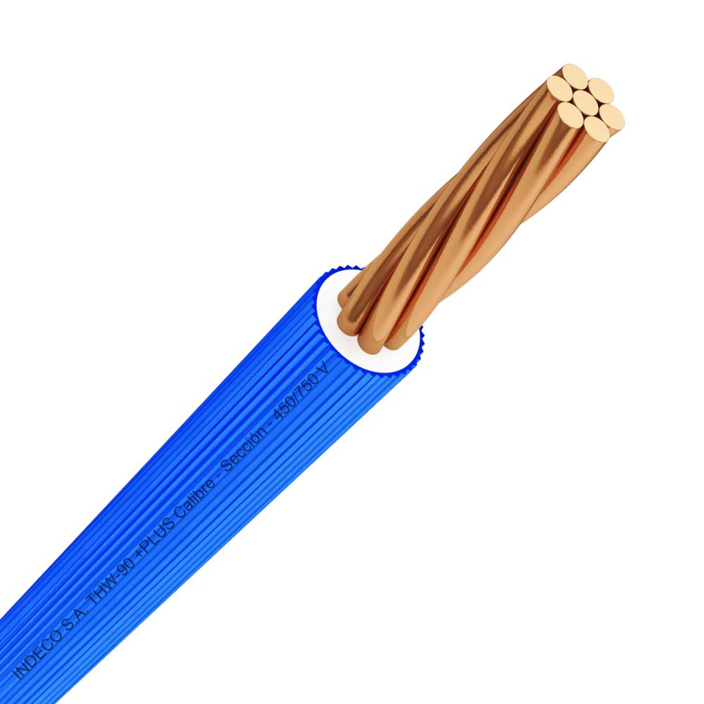 Cable THW-90 +plus 450/750 V 14 AWG Azul Indeco - Imagen 2
