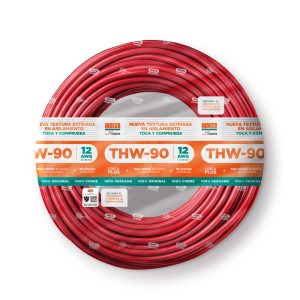 Cable THW-90 +plus 450/750 V 12 AWG Rojo Indeco