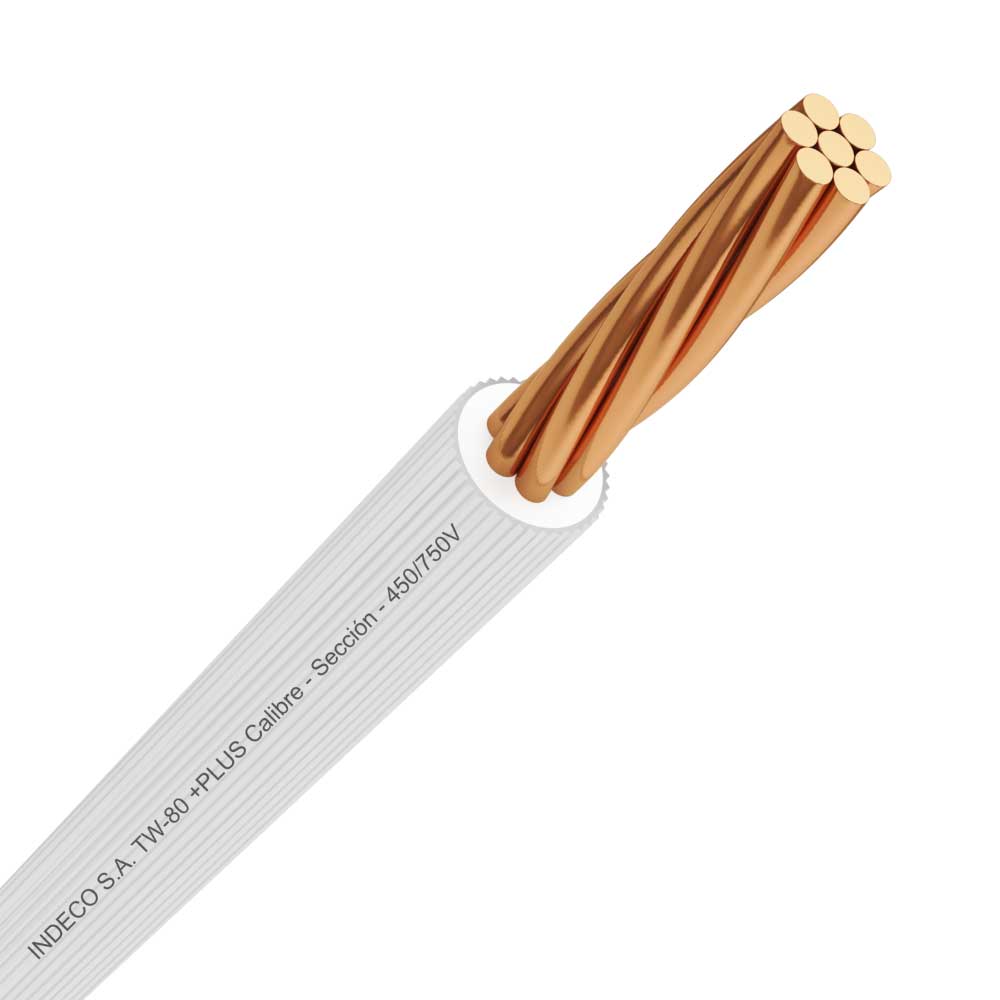 Cable TW-80 +plus 450/750 V 14 AWG Blanco Indeco - Imagen 2