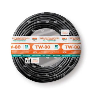 Cable TW-80 +plus 450/750 V 12 AWG Negro Indeco