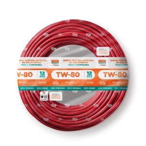 Cable TW-80 +plus 450/750 V 12 AWG Rojo Indeco