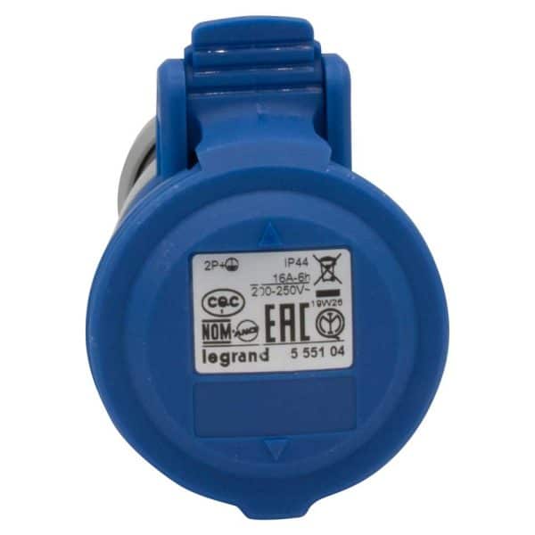 Toma Aéreo 2P+T 16A  250Vac IP44 AZUL - 6H - P17 Tempra Pro - Imagen 4