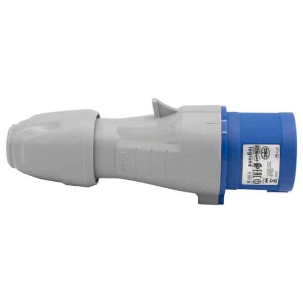 Enchufe Aéreo 2P+T 16A  250Vac IP44 AZUL - 6H - P17 Tempra Pro - Imagen 2